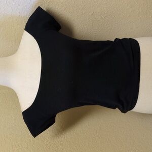 Express One Eleven Black Scoop Neck Off Shoulder Fitted Crop Top Size Medium